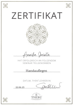 Zertifikat – THEKI Handauflegen