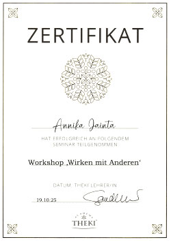 Zertifikat – THEKI Workshop "Wirken mit Anderen"